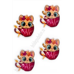 Кабошон-вырубка "Котёнок в кружке" 2,9*3,3 см (10 шт) SF-6034, №4
