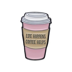 Металлический значок "Coffee Helps"