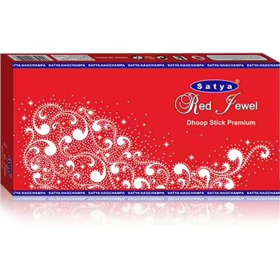 RED JEWEL Dhoop Sticks Premium, Satya (КРАСНАЯ ДРАГОЦЕННОСТЬ безосновные благовония, Сатья), уп. 20 палочек.