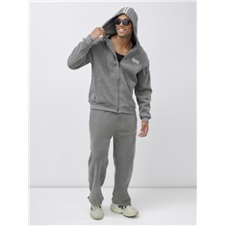 Спортивный костюм мужской демисезонный на флисе серого цвета 328Sr
