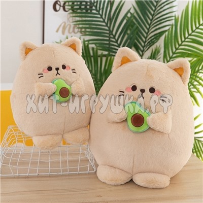 Мягкая игрушка Котик с авокадо 25 см (ВЫБОР ЦВЕТА) 230212-1, 230212-1, 230212-1_beige, 230212-1_white