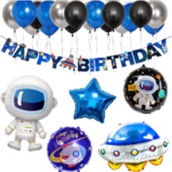 Шары воздушные    Набор Happy birthday Космонавт (Растяжка+ 6фольг.шаров+30мет.разн.) АКЦИЯ 30%