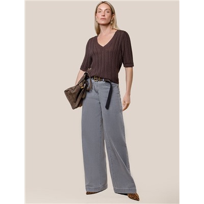 Джемпер фактурной вязки из хлопка с кашемиром