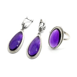 Кольцо и серьги из аметиста, размер-16,5