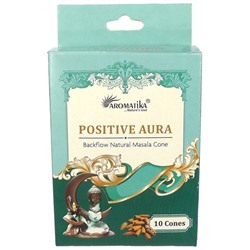 POSITIVE AURA Backflow Natural Masala Cone, Aromatika (ПОЗИТИВНАЯ АУРА стелющийся дым, Ароматика), 10 конусов.