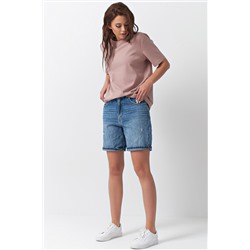 Футболка базовая трикотажная оверсайз из хлопка пыльно-бежевая