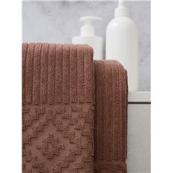 Махровое полотенце жаккардовое Соната беж- какао ПМА-6603 (118)