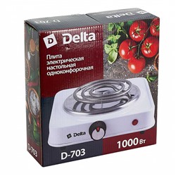 Плита электрическая 1000 Вт настольная 1-конфорочная DELTA D-703 белая
