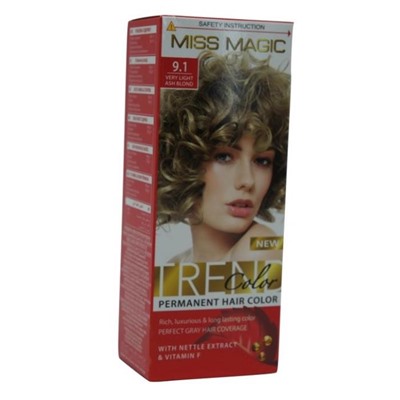 MISS MAGIC Стойкая краска д/волос  9,1 блондин пепельный