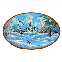 Картина с рисунком из камня зима "овал" 46,5*30,5см, 800г