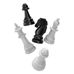 Шашки-Шахматы в серой пластиковой коробке (большие)