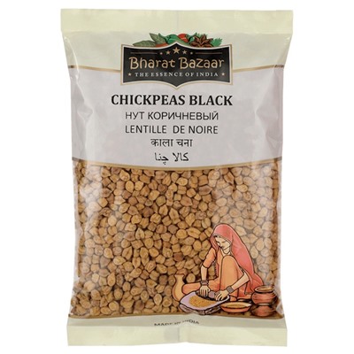 CHICKPEAS BLACK, Bharat Bazaar (НУТ КОРИЧНЕВЫЙ, Бхарат Базар), 500 г.