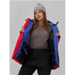 Горнолыжная куртка женская зимняя большого размера красного цвета 7083Kr