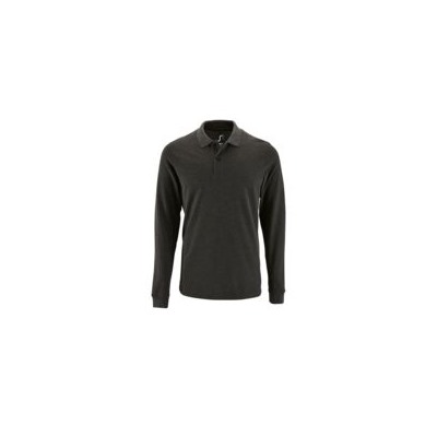 Рубашка поло мужская с длинным рукавом Perfect LSL Men, черный меланж