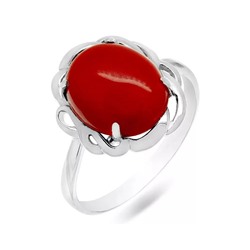 Кольцо из серебра коралл, СПН4026