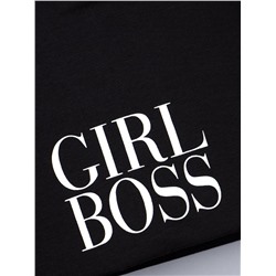 Шапка трикотажная для девочки откидная, GIRL BOSS, черный