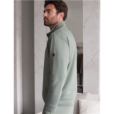 Свитшот с воротом стойкой на молнии из эластичного футера двухнитки