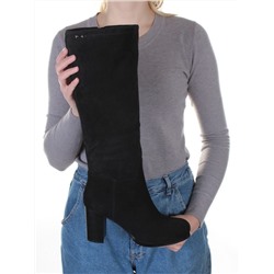 K81-B1 BLACK Сапоги зимние женские (натуральная замша, натуральный мех (евромех)) размер 36