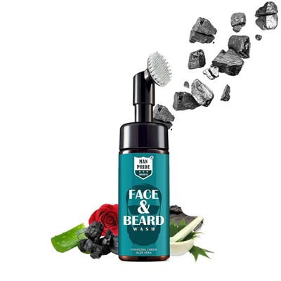 FACE & BEARD Foaming Face Wash, Luster (Пенка для умывания с силиконовой щёткой ДЛЯ ЛИЦА И БОРОДЫ, Ластер), 100 мл.