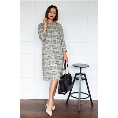 ARTiMODA 322-19 бежевая_клетка_с _желтым, Платье