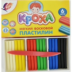 Пластилин  6 цв. Луч 99гр. Кроха мягкий восковой со стеком 12С 863-08