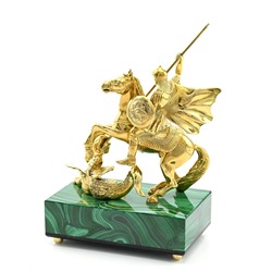 Георгий Победоносец из бронзы на камне малахит 110*70*170мммм