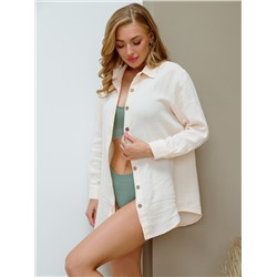 Женская муслиновая удлиненная рубашка персиковая