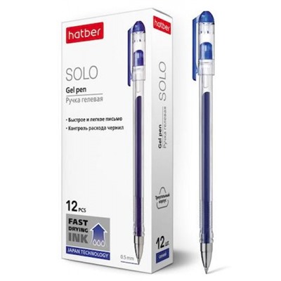 Ручка гелевая "Solo" синяя 0.5 мм трехгран.корпус (058621) Хатбер