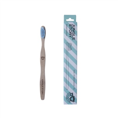 BLUE, Antibacterial, Eco, Bamboo Toothbrush, SOFT, Jungle Story (СИНЯЯ, детская, антибактериальная, эко, бамбуковая зубная щётка), 1 шт.