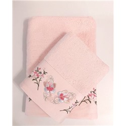 Махровое полотенце "Бабочки"-РОЗОВЫЙ 50*90 см. хлопок 100%