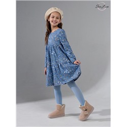 Платье Тиана синие листья