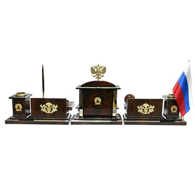 Настольный набор из обсидиана "Герб" 870*390*280мм
