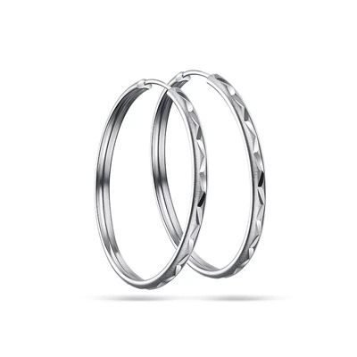 Серьги из серебра без вставки, А-2400240, 4 см