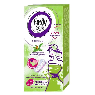 EMILY STYLE Прокладки ежедневные MULTIFORM DEO (чайное дерево) 20шт ультратонкие (зеленые)