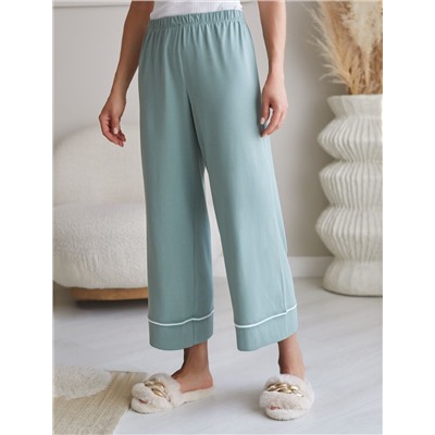 Укороченные брюки из эластичного хлопка с контрастным кантом