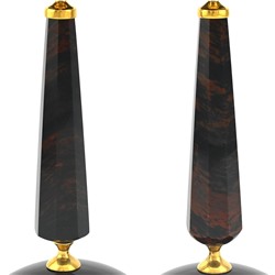 Пара подсвечников из обсидиана темно-коричневого 80*80*210мм.