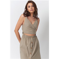 Хлопковое платье с отрезной талией светло-зеленое