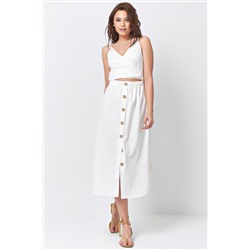 Хлопковое платье с отрезной талией белое