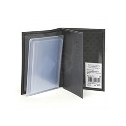 Обложка для авто+паспорт Premier-О-77 (4 внут карм)  натуральная кожа черный пулл-ап (30)  227491