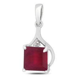 Подвеска, 1 рубин корунд квадрат 8 мм 3.81ct, Вок