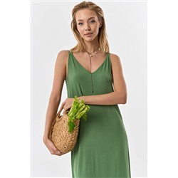 Платье летнее миди трикотажное зеленое
