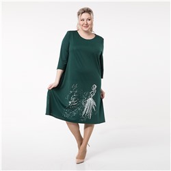 Платье, трикотаж, изумрудный