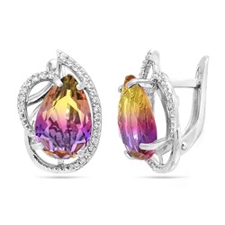 Серьги из серебра аметрин выращ., СПН4106