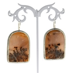 Серьги агат моховой 28*40мм