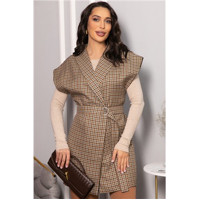 Жилет костюмный Жюлли (бежевый/клетка) Б14490-4М