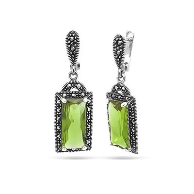 Серьги из серебра марказит, султанит, SL-AGA7