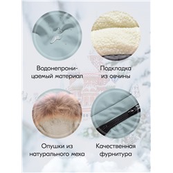 Куртка парка зимняя подростковая для девочки с капюшоном и мехом бирюзового цвета 9446Br