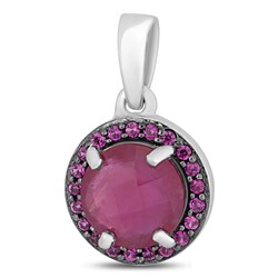 Подвеска, 1 рубин корунд круг 8 мм/2.21 ct , нанорубин, Вико