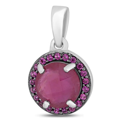 Подвеска, 1 рубин корунд круг 8 мм/2.21 ct , нанорубин, Вико