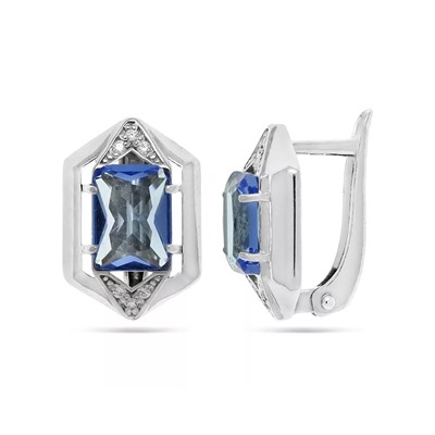 Серьги из серебра танзанит выращ., СПН4112